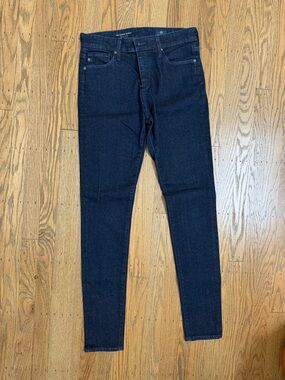 AG Adriano Goldschmied Farrah High Rise Skinny Jeans in Dark Blue Denim